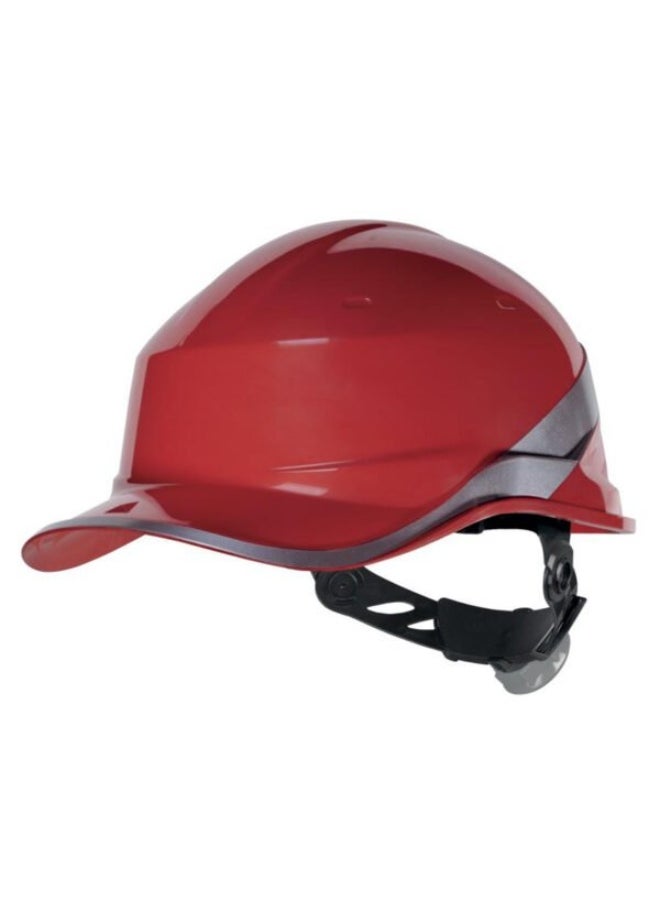 Diamond Safety Helmet with Reflective Strip for Construction & Outdoor Activities | Adjustable Chin Strap & Ratchet Type Adjustment | Lightweight, Comfortable & Durable Hard Hat | Red