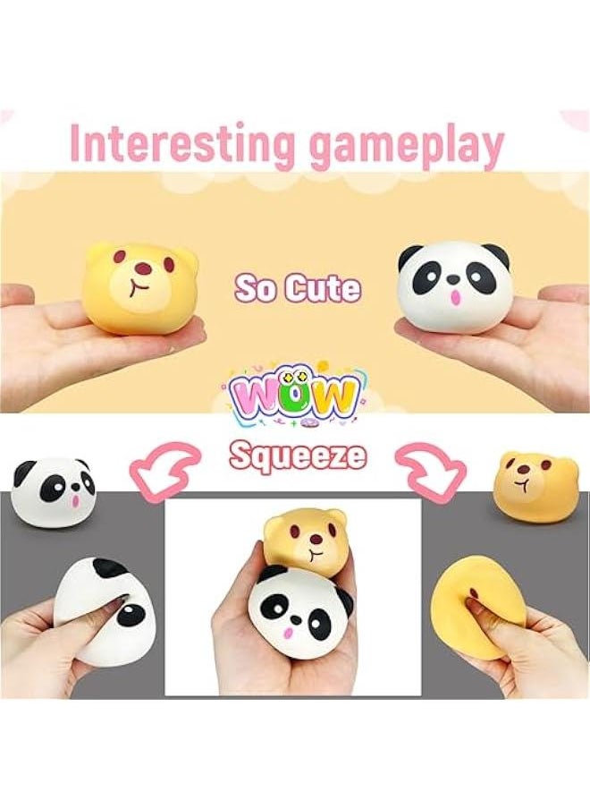 2 Pcs Bear Stretchy Stress Balls for Kids and Adults, Panda Squishy Ball, Animals Sensory Toys, Brown Stress Ball Squishy Toys for Kids Classroom Prizes, Party Favors | Panda Squeeze Toys