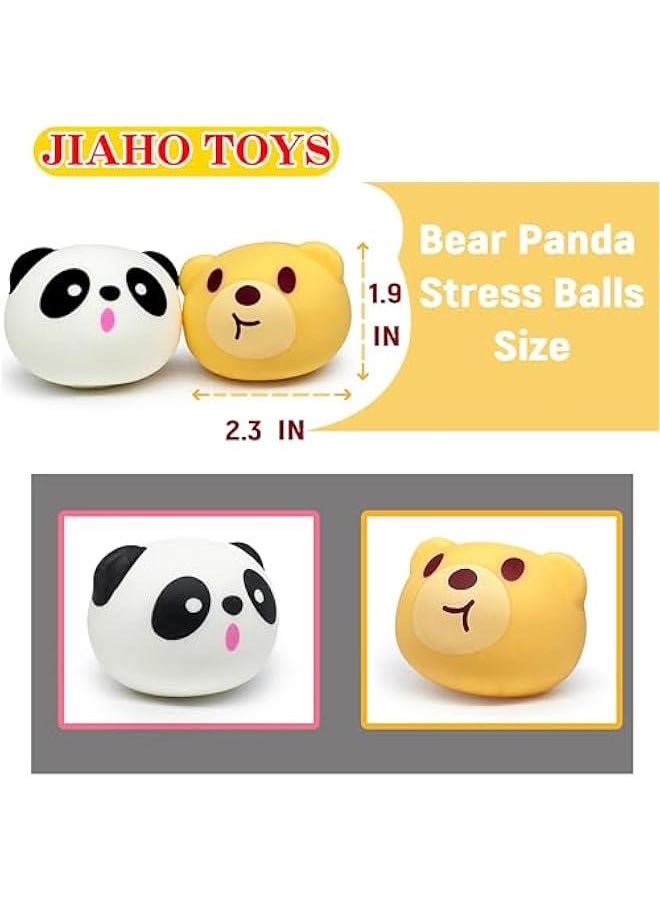2 Pcs Bear Stretchy Stress Balls for Kids and Adults, Panda Squishy Ball, Animals Sensory Toys, Brown Stress Ball Squishy Toys for Kids Classroom Prizes, Party Favors | Panda Squeeze Toys