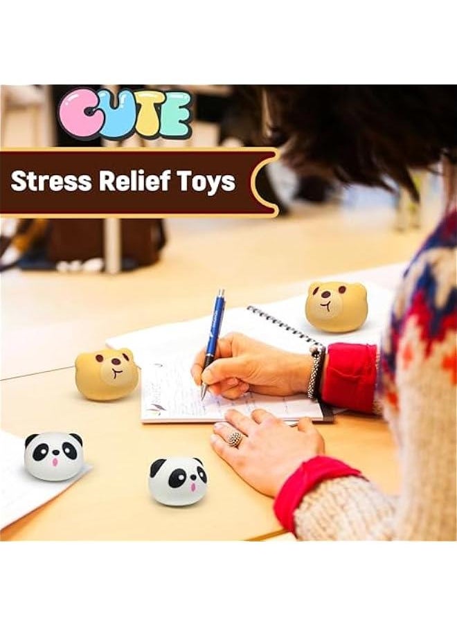2 Pcs Bear Stretchy Stress Balls for Kids and Adults, Panda Squishy Ball, Animals Sensory Toys, Brown Stress Ball Squishy Toys for Kids Classroom Prizes, Party Favors | Panda Squeeze Toys