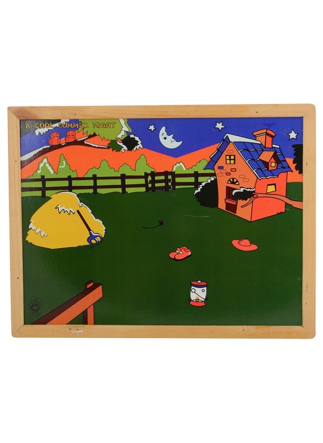 Wooden Magnetic Twin Play Tray - A Cool Summer Night, Multi Color