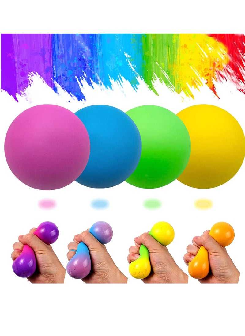 Color Changing Stress Balls | Sensory Squishy Balls for Kids, Teens & Adults | Stress Relief Fidget Toy | Anxiety & ADHD Relief | Slow Rising, Squeeze Fun | 4 Pack | Ideal Gift for Christmas & Stocking Stuffers