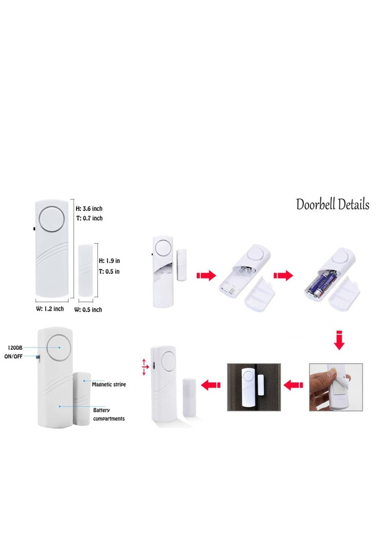 6PCS Door Window Alarm, 90DB Door Alarms for Kids Safety, Wireless Sensor Door Window Burglar Alarm-Window Pool Alarms for Home