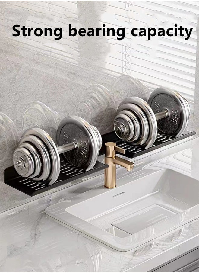 2-Piece Bathroom Organizer/Bathroom Shelf/Bathroom Storage Rack Black 60 x 10 x 2.5 Centimeter