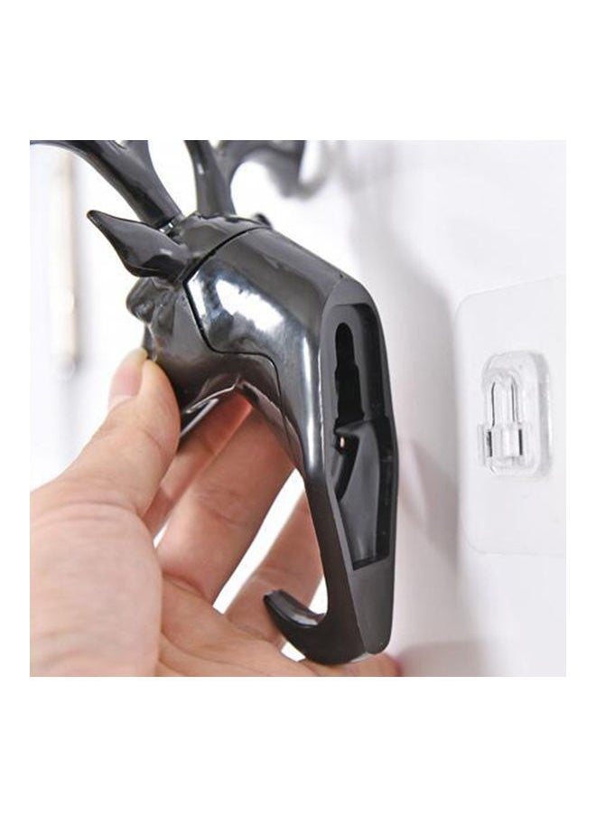 Adhesive Deer Elk Head Shape Towel Hanger No Punching Hanging Hook Black 12cm