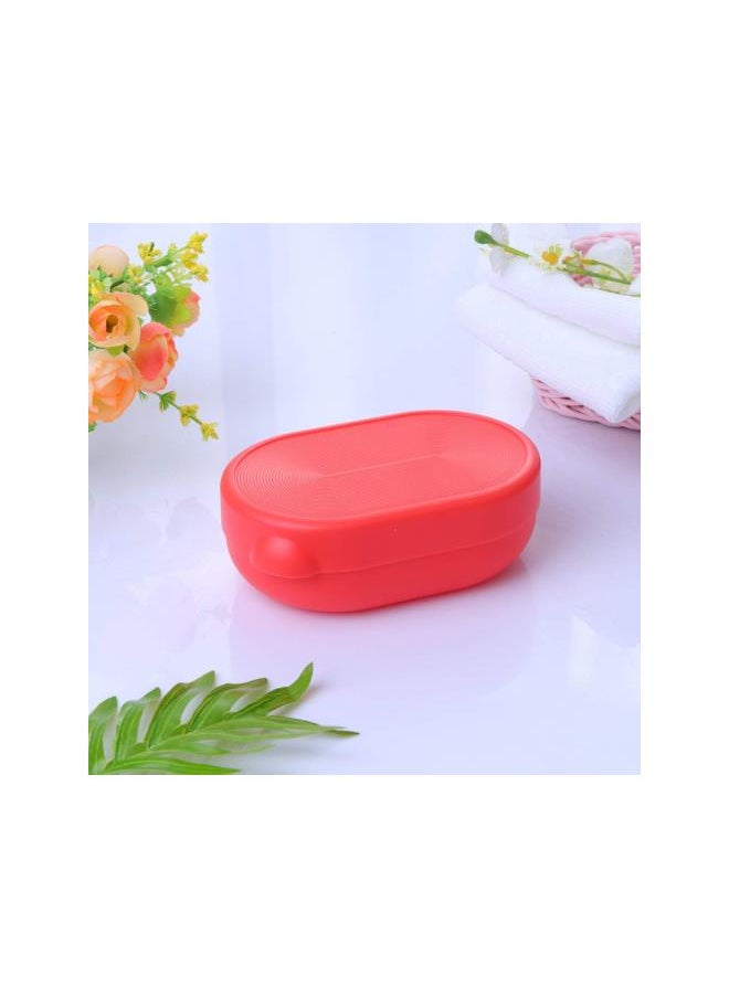 Soap Dish Saver Holder Travel Soap Draining Case Holder Shower Leak Proof Box Case Container with Lid Cover Soap Dish Tray for Kitchen Bathroom Red