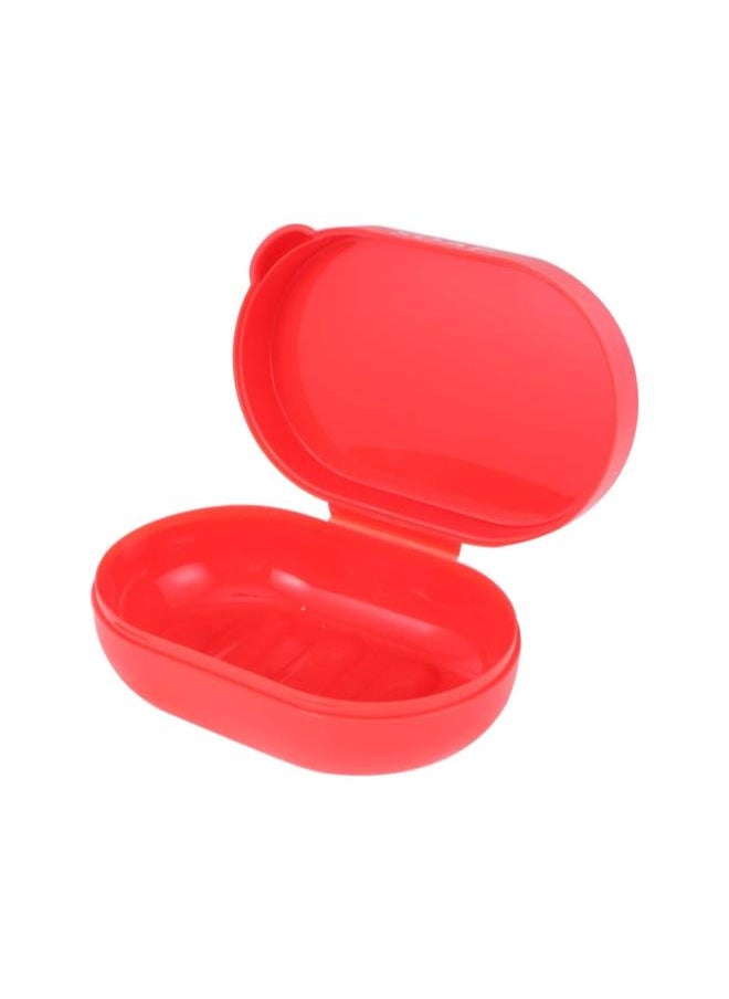 Soap Dish Saver Holder Travel Soap Draining Case Holder Shower Leak Proof Box Case Container with Lid Cover Soap Dish Tray for Kitchen Bathroom Red