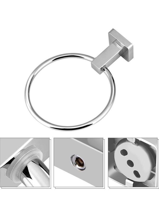 Wall-Mounted Towel Ring Bracket Silver 17 x 4 x 5centimeter