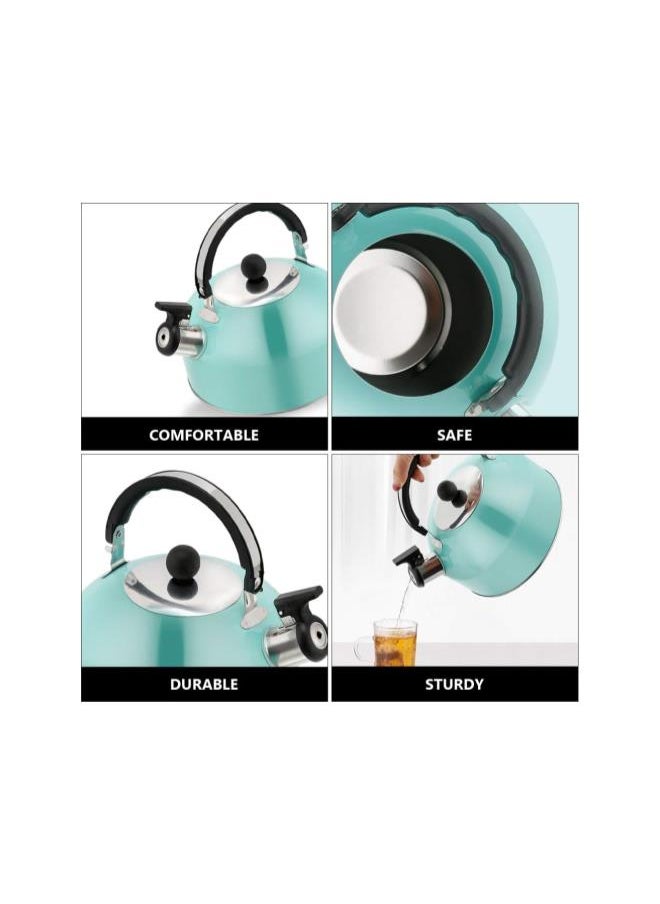 3L Whistling Tea Kettle Flat Bottom Kettle Stainless Steel Tea Kettle Whistling Teapot for All Stovetops Gas Electric