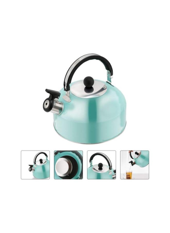 3L Whistling Tea Kettle Flat Bottom Kettle Stainless Steel Tea Kettle Whistling Teapot for All Stovetops Gas Electric