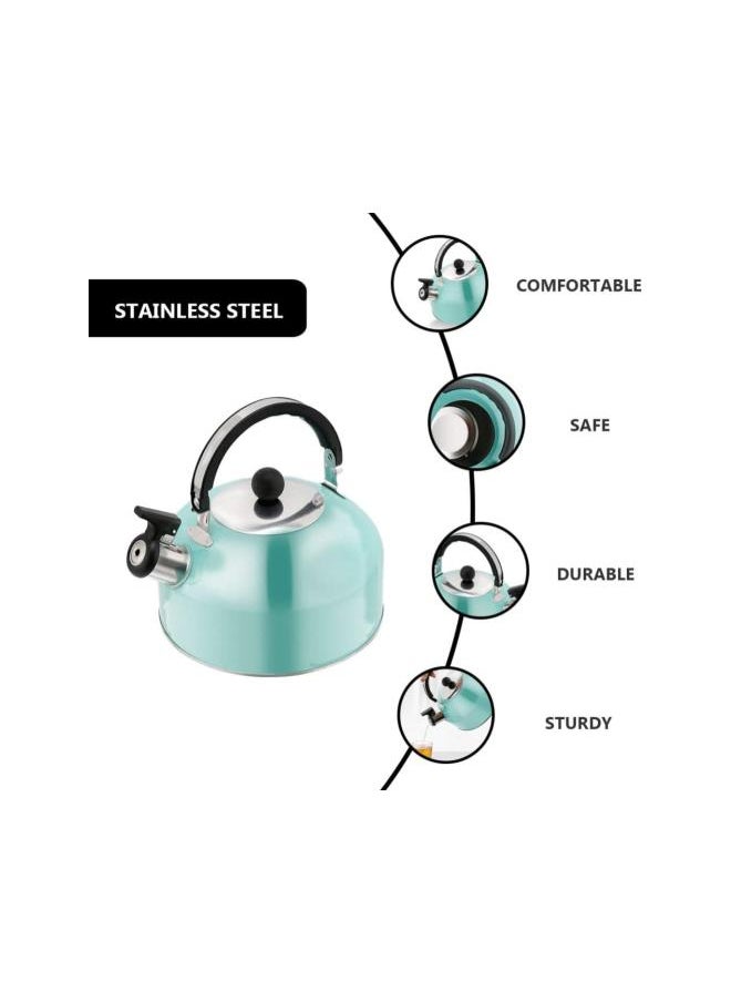 3L Whistling Tea Kettle Flat Bottom Kettle Stainless Steel Tea Kettle Whistling Teapot for All Stovetops Gas Electric