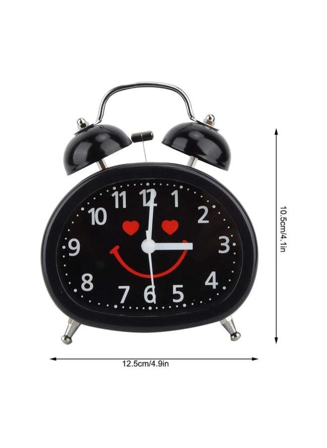 4 Inches Twin Bell Alarm Clock for Kids, Smiley Face Kids Alarm Clock Loud Alarm Clock with Backlight for Bedroom Non Ticking(Black)