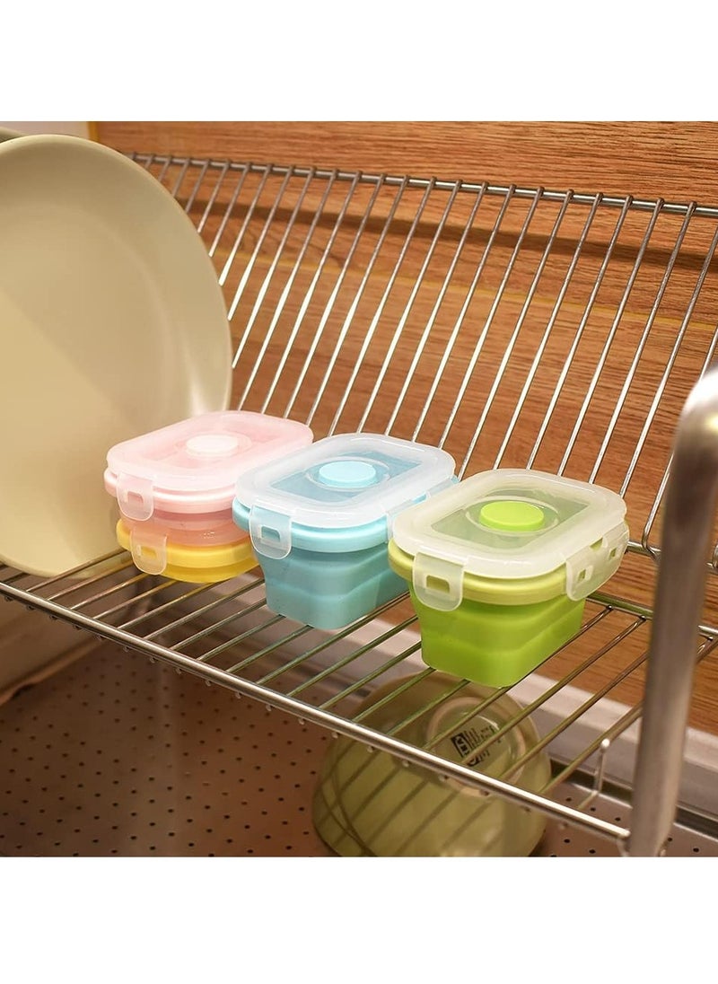 Collapsible Silicone Food Containers with Snap Lids, Stackable, Space Saving,150 ml, 4 Packs