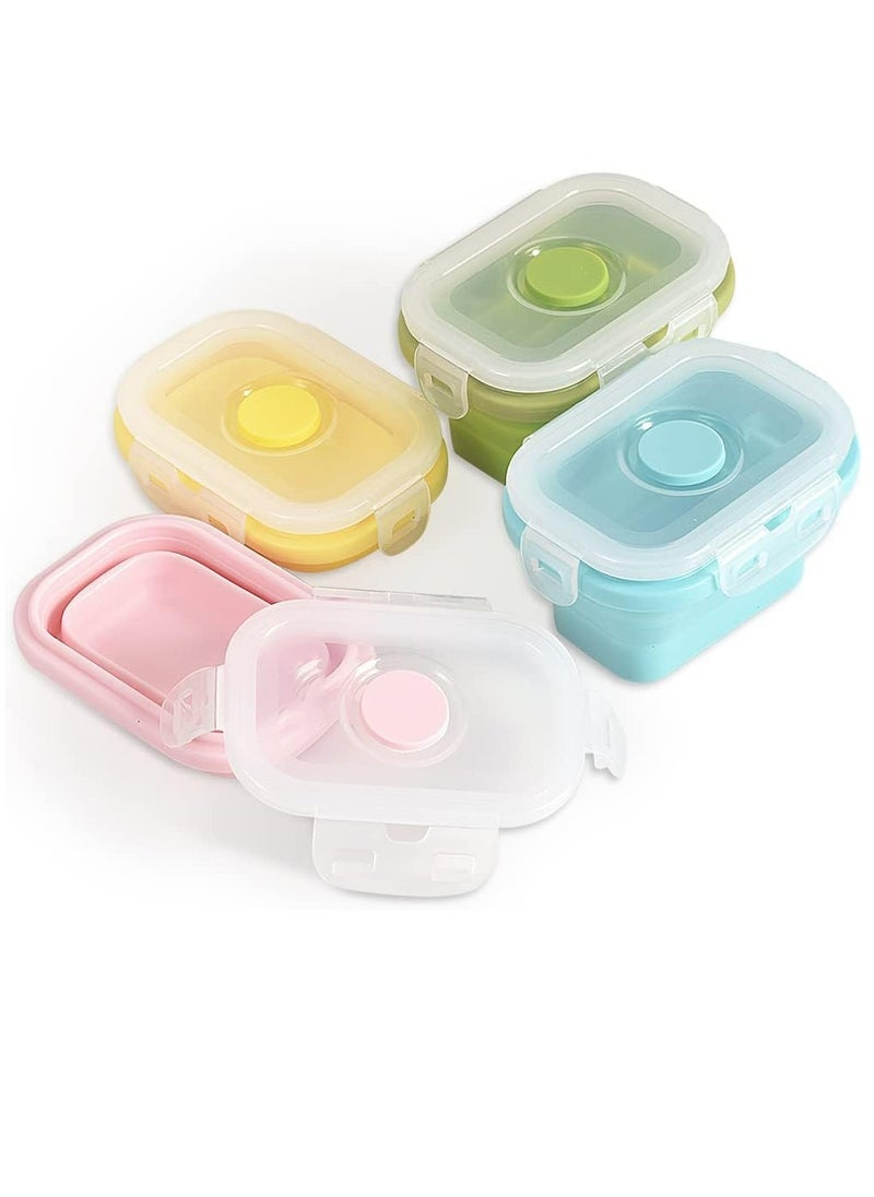 Collapsible Silicone Food Containers with Snap Lids, Stackable, Space Saving,150 ml, 4 Packs