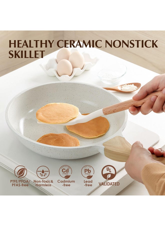 SENSARTE Nonstick Ceramic Frying Pan Skillet with Lid, 8 Inch Omelet Pan, Healthy Non Toxic Chef Pan, Induction Compatible Egg Pan with Heat Resistant Handle, PFAS-Free