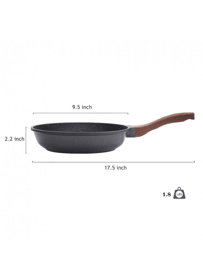 SENSARTE Nonstick Frying Pan Skillet, Swiss Granite Coating Omelette Pan, Healthy Stone Cookware Chef's Pan, PFOA Free (8/9.5/10/11/12.5 Inch) (9.5 Inch)