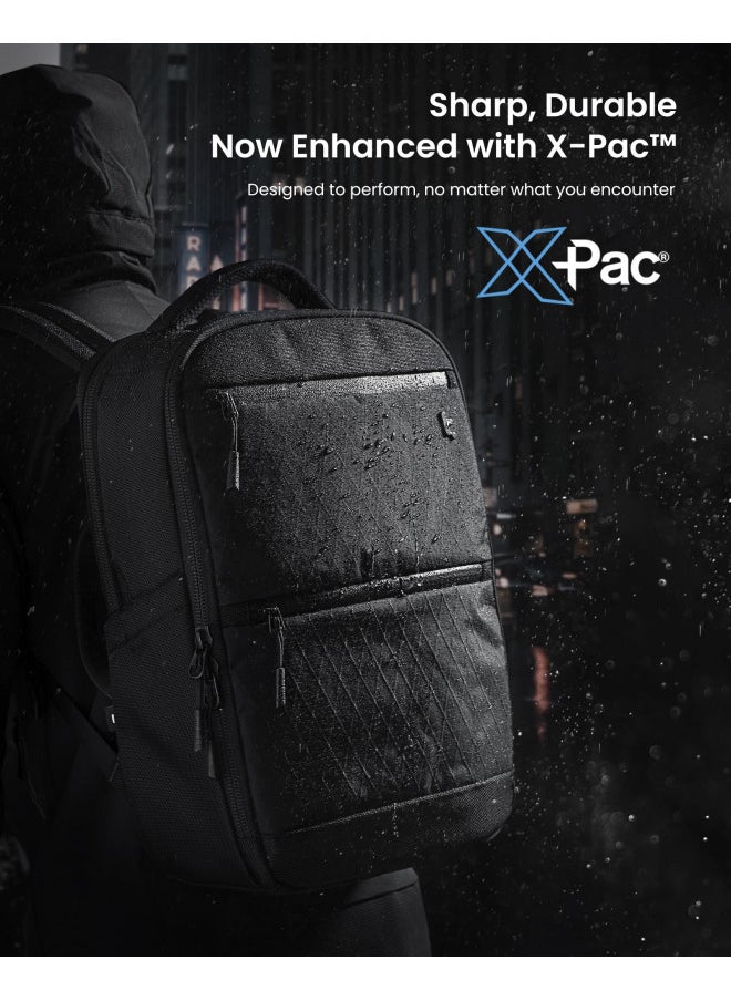 tomtoc Laptop Backpack X-Pac Techpack Designed for Business Professional Commuter, City Compact Backpack for 16-inch MacBook Pro, Black