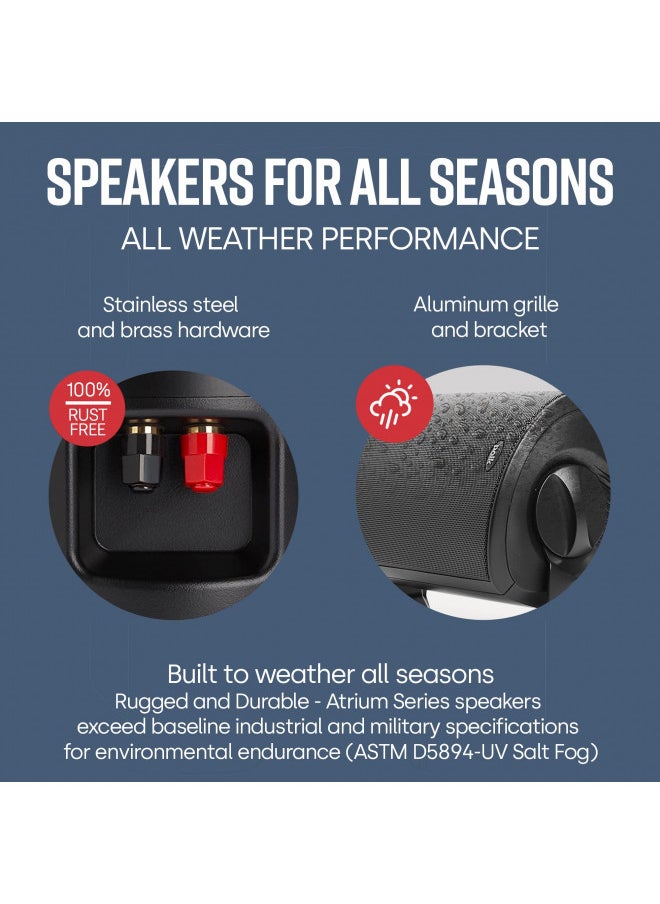 Polk Audio Atrium 4 Outdoor Speakers with Powerful Bass (Pair, Black), All-Weather Durability, Broad Sound Coverage, Speed-Lock Mounting System