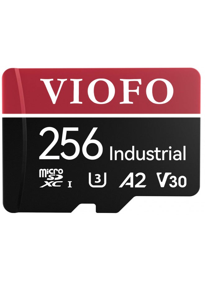 VIOFO 256GB Industrial Grade microSD Card, U3 A2 V30 High Speed Memory Card with Adapter, Support Ultra HD 4K Video Recording