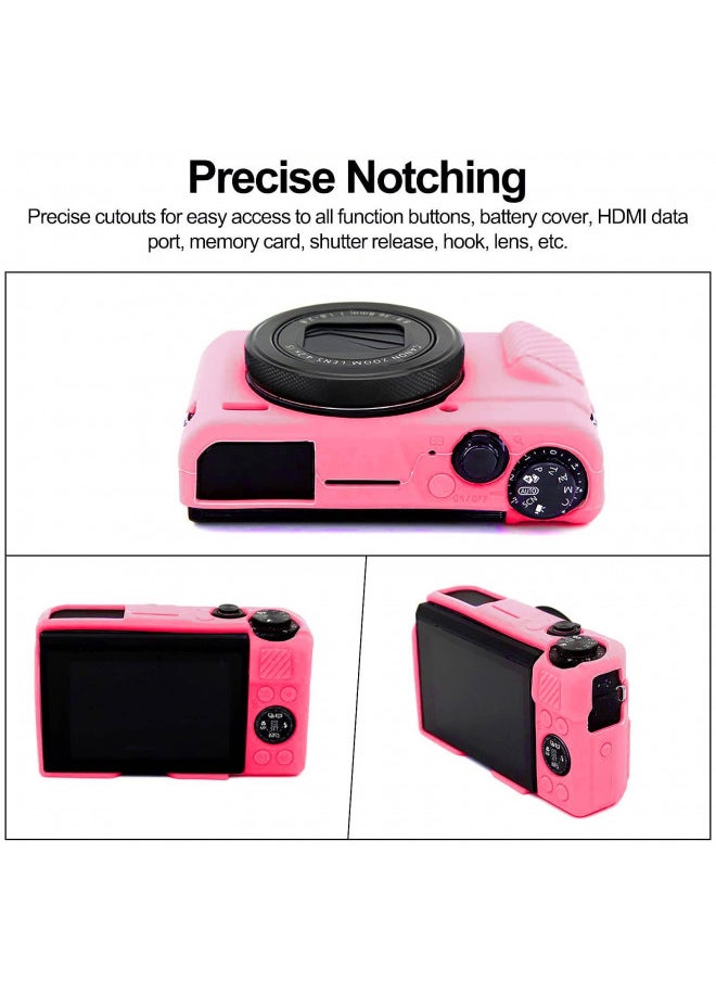 Easy Hood G7X Mark II Case G7X Mark III Case G7X Camera Silicone Case,Soft Silicone Protective Cover for Canon Powershot G7X Mark III DSLR Camera(Pink)