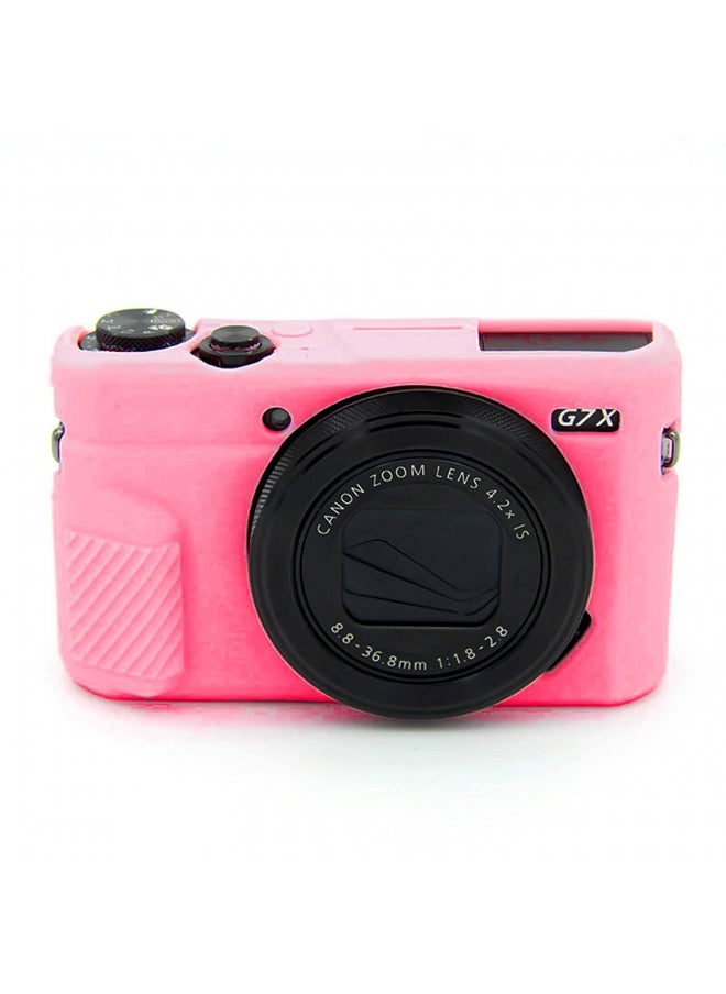 Easy Hood G7X Mark II Case G7X Mark III Case G7X Camera Silicone Case,Soft Silicone Protective Cover for Canon Powershot G7X Mark III DSLR Camera(Pink)