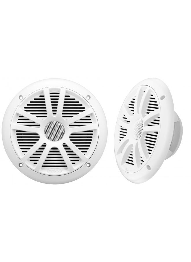 BOSS Audio Systems MR6W 180 Watt Per Pair, 6.5 Inch, Full Range, 2 Way Weatherproof Marine Speakers Sold in Pairs, White