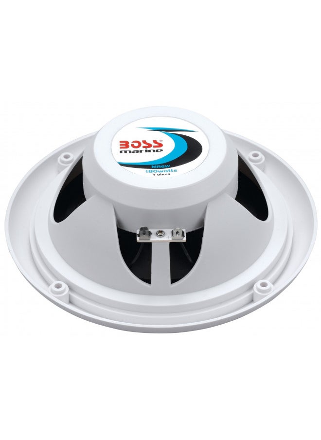 BOSS Audio Systems MR6W 180 Watt Per Pair, 6.5 Inch, Full Range, 2 Way Weatherproof Marine Speakers Sold in Pairs, White