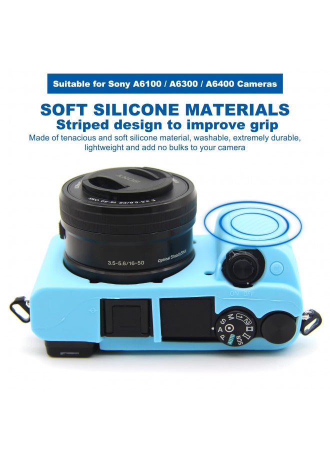 Easy Hood Case for Sony Alpha A6100 A6300 A6400 ILCE-6100 ILCE-6300 ILCE-6400 Digital Camera, Anti-Scratch Soft Silicone Housing Protective Cover Protector Skin (Blue)