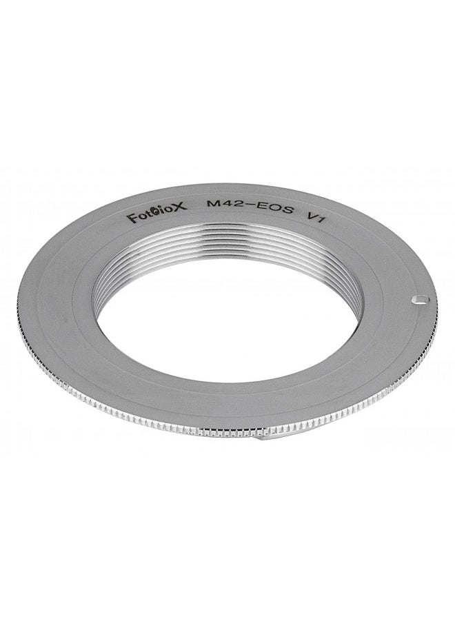 Fotodiox Pro Chrome (Type 1) Lens Mount Adapter - Compatible with M42 (42mm x1 Thread Screw) Lens to Canon EOS (EF, EF-S) Mount D/SLR Cameras