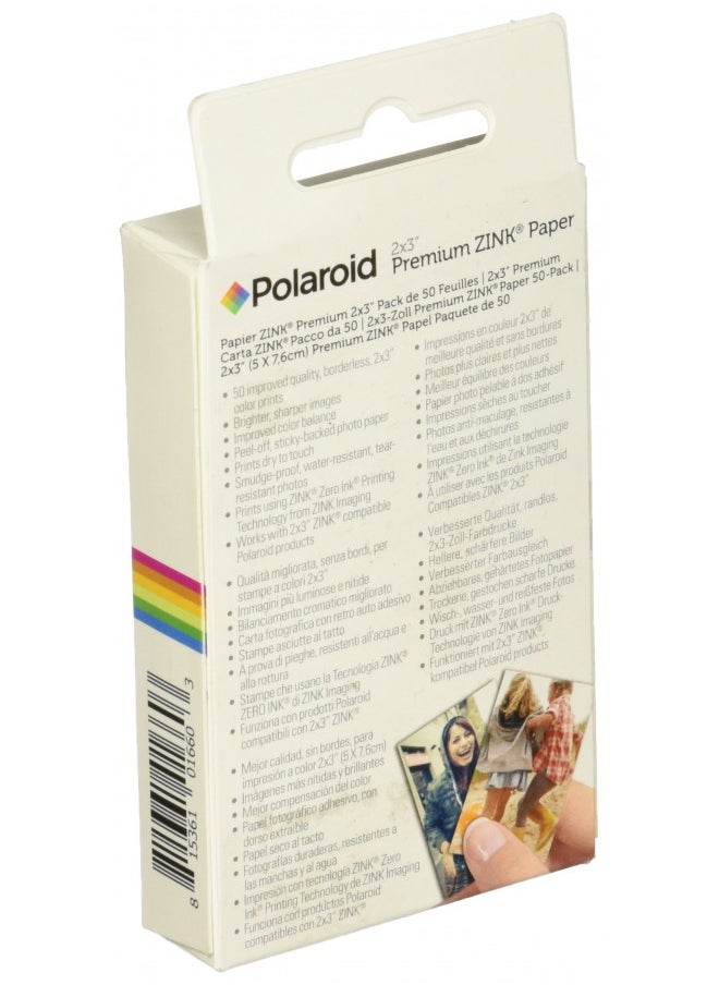 Polaroid 2x3 Premium Zink Photo Paper (50 Pack) Compatible with Polaroid Mint Camera, Snap/Snap Touch Instant Print Cameras & Polaroid Mint and Zip Photo Printers