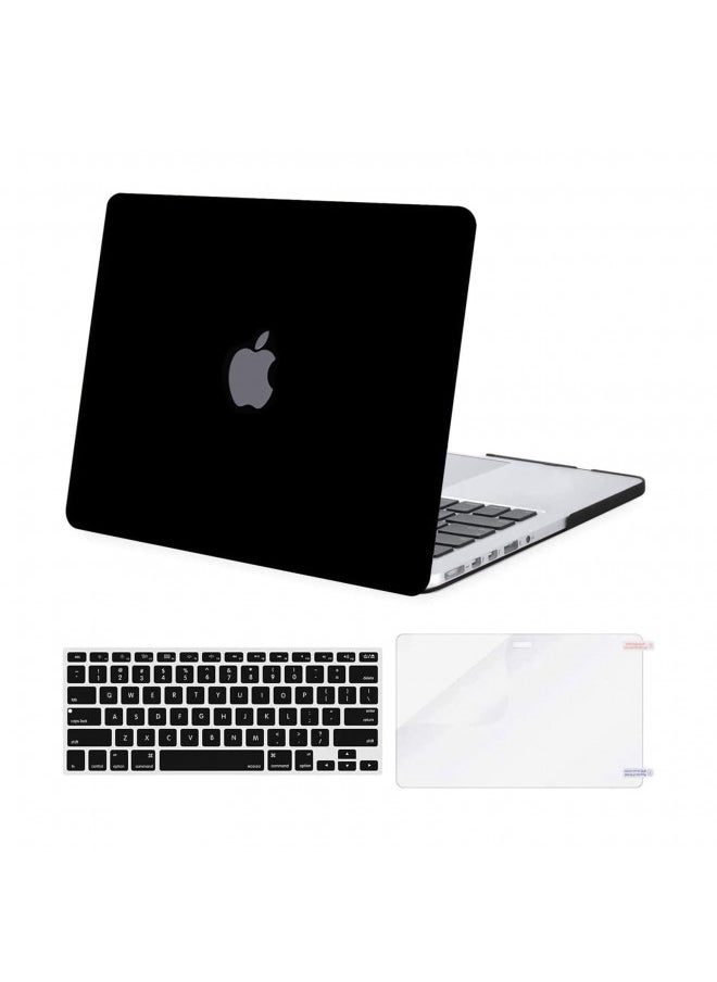 MOSISO Case Only Compatible with MacBook Pro Retina 13 inch (Models: A1502 & A1425) (Older Version Release 2015 - end 2012), Plastic Hard Shell Case & Keyboard Cover & Screen Protector, Black