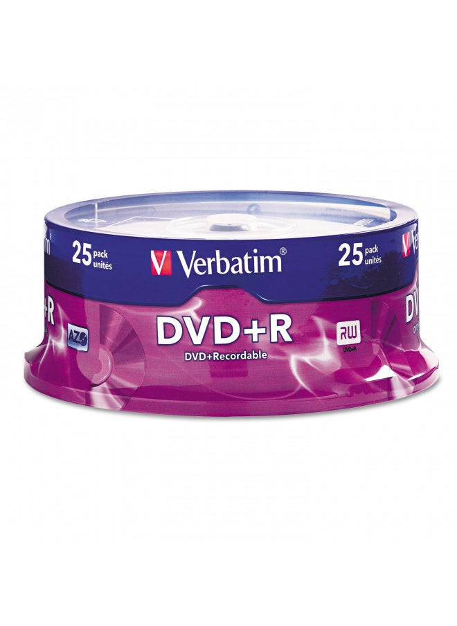 Verbatim DVD+R Blank Discs AZO Dye 4.7GB 16X Recordable Disc - 25 Discs Spindle