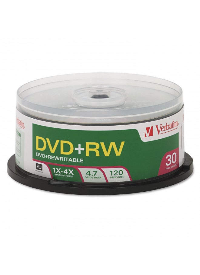 Verbatim DVD+RW 4.7GB 4X with Branded Surface - 30pk Spindle,Silver