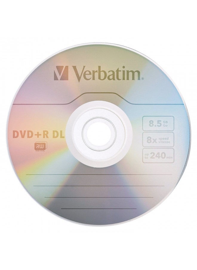 Verbatim DVD+R DL 8.5GB 8X AZO with Branded Surface - 5pk Jewel Case Box - 95311, Silver