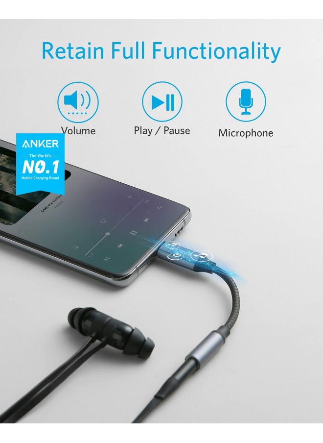 Anker USB C to 3.5mm Audio Adapter, Male to Female Nylon Cable for Samsung S20/S20+/S20 Ultra, Pixel 4/+ 4XL, and More Type C Devices