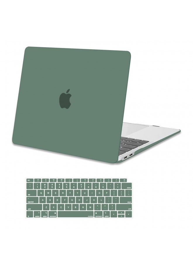 MOSISO Compatible with MacBook Air 13 inch Case 2022 2021 2020 2019 2018 Release A2337 M1 A2179 A1932 Retina Display with Touch ID, Plastic Hard Shell Case & Keyboard Cover Skin, Midnight Green