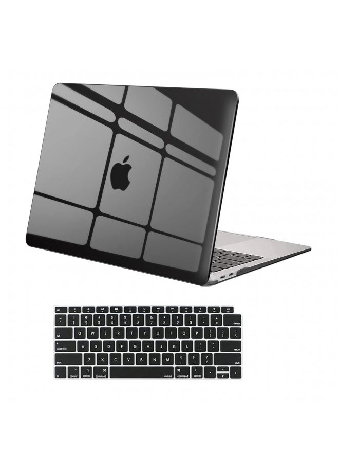 MOSISO Compatible with MacBook Air 13 inch Case 2022 2021 2020 2019 2018 Release A2337 M1 A2179 A1932 Retina Display with Touch ID, Plastic Hard Shell Case & Keyboard Cover Skin, Crystal Black