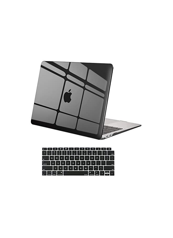 MOSISO Compatible with MacBook Air 13 inch Case 2022 2021 2020 2019 2018 Release A2337 M1 A2179 A1932 Retina Display with Touch ID, Plastic Hard Shell Case & Keyboard Cover Skin, Crystal Black