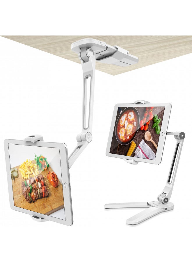 AboveTEK Under Cabinet iPad Mount, 3 in 1 Highflex 360° iPad Wall Mount for Kitchen, Tablet Celling Under Counter Holder, Kitchen iPad Stands Fits 4.7