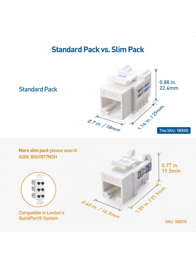 Cable Matters UL Listed 25-Pack RJ45 Keystone Jack in White and Keystone Punch-Down Stand