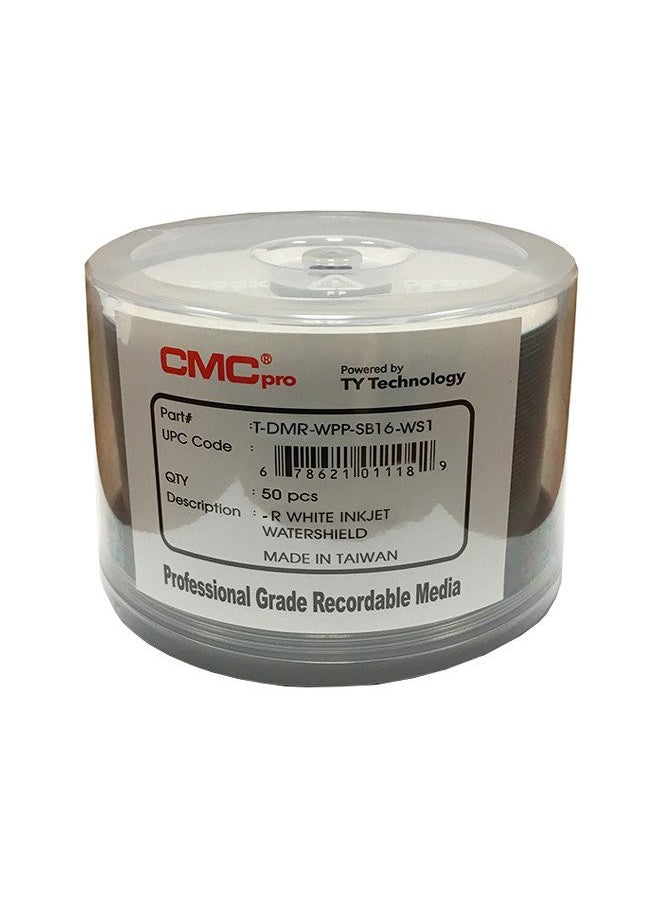 CMC Pro - Powered byTY Technology Watershield Glossy White Inkjet Hub 16X DVD-R - 50-Pack