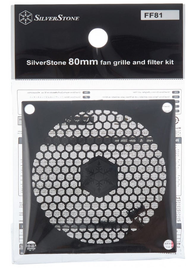 SilverStone Technology - SST-FF81 SST-FF81B 80mm Ultra Fine Fan Filter with Magnet Cooling black