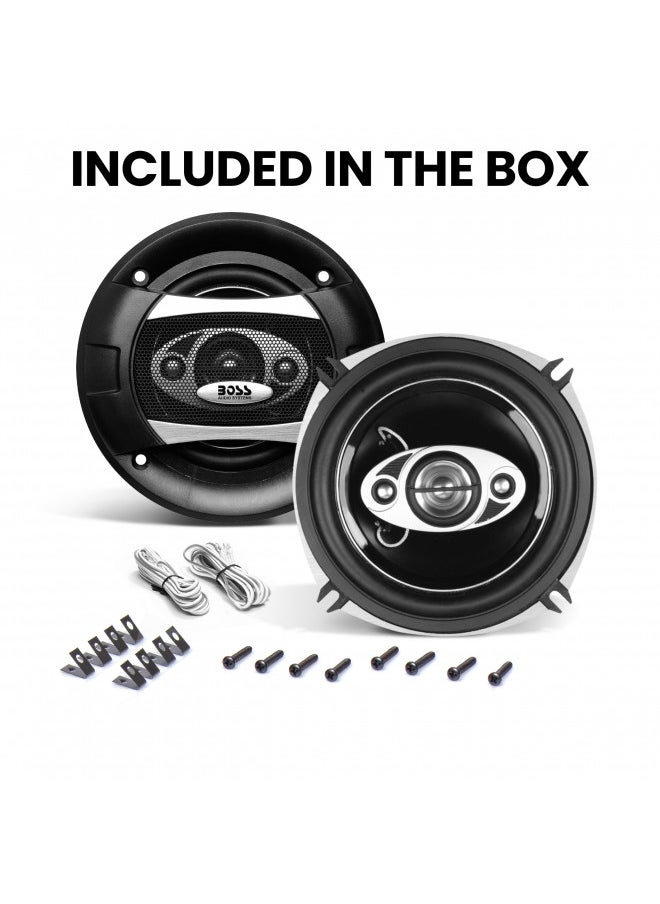 BOSS Audio Systems P55.4C Phantom Series 5.25 Inch Car Stereo Door Speakers - 300 Watts Max, 4 Way, Full Range Audio, Tweeters, Coaxial, Sold in Pairs