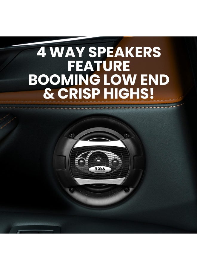 BOSS Audio Systems P55.4C Phantom Series 5.25 Inch Car Stereo Door Speakers - 300 Watts Max, 4 Way, Full Range Audio, Tweeters, Coaxial, Sold in Pairs