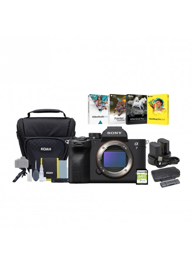 Sony Alpha 7 IV Full-Frame Mirrorless Interchangeable Lens Camera (Body Only) Bundle with Battery and Dual Charger (2-Pack), Camera Case, Software Suite, Memory Card (2-Pack) and Carry Case (7 Items)