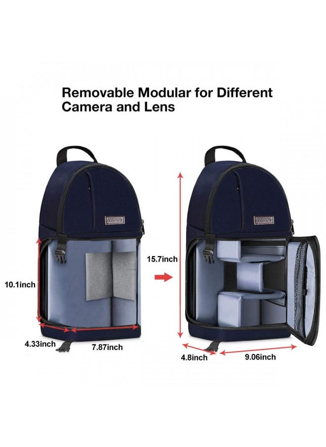 MOSISO Camera Sling Bag, DSLR/SLR/Mirrorless Camera Case Shockproof Photography Camera Backpack with Tripod Holder & Removable Modular Inserts Compatible with Canon/Nikon/Sony/Fuji, Navy Blue