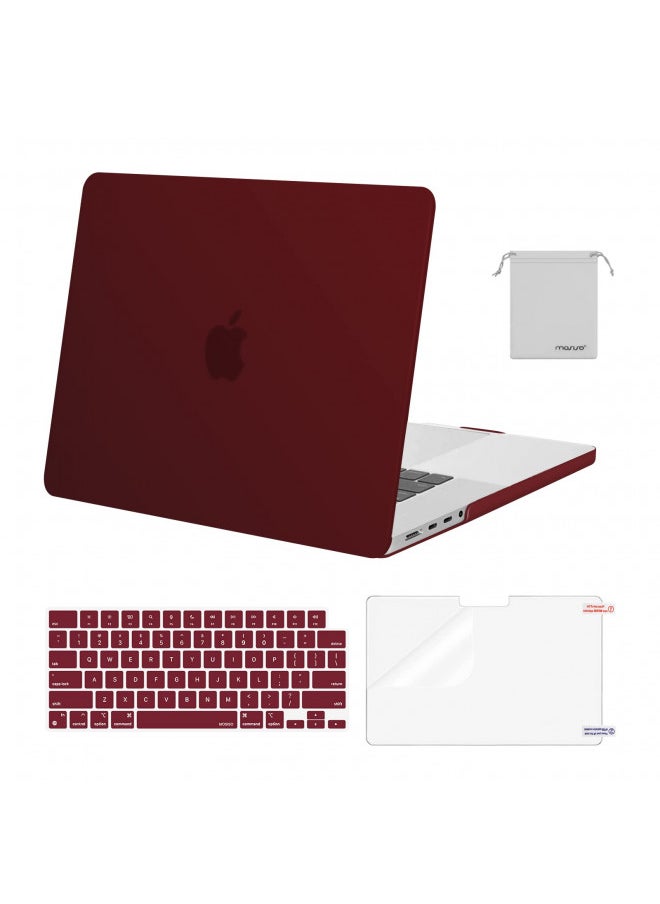 MOSISO Compatible with MacBook Pro 16 inch Case 2024 2023 2022 2021 Release M3 A2991 M2 A2780 M1 A2485 Pro Max, Plastic Hard Shell Case&Keyboard Cover&Screen Protector&Storage Bag, Marsala Red