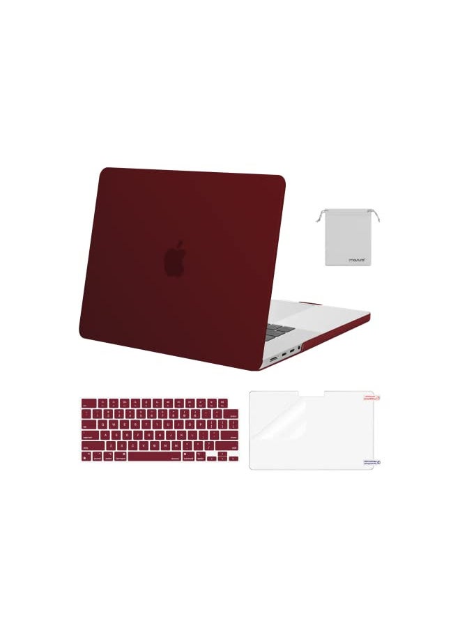 MOSISO Compatible with MacBook Pro 16 inch Case 2024 2023 2022 2021 Release M3 A2991 M2 A2780 M1 A2485 Pro Max, Plastic Hard Shell Case&Keyboard Cover&Screen Protector&Storage Bag, Marsala Red