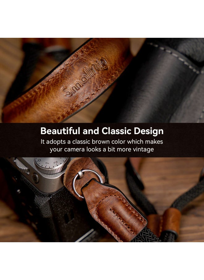 SMALLRIG Camera Wrist Strap, Vintage Leather Camera Hand Strap for DSLR SLR Mirrorless, Adjustable Safety Strap for Fujifilm X-T5 X-T4 X-T3 X-T30 X-E4 X100V and Other Compact Cameras, Brown - 3926