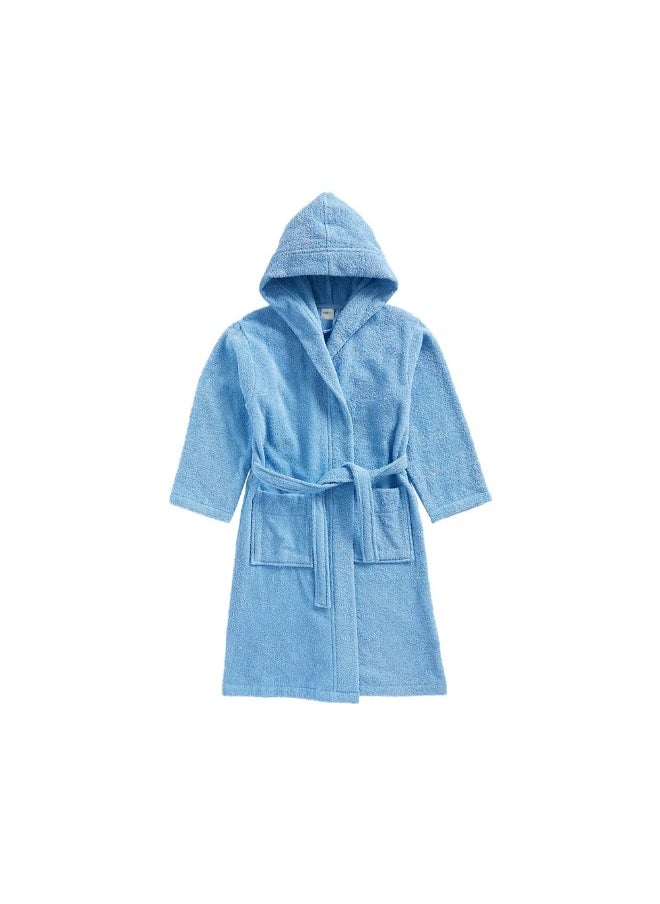 Daffodil (Light Blue) Premium 8 yr Kids Hooded Bathrobe Terry Cotton, Highly Absorbent and Quick dry, Hotel and Spa Quality Bathrobe for Boy and Girl-400 Gsm